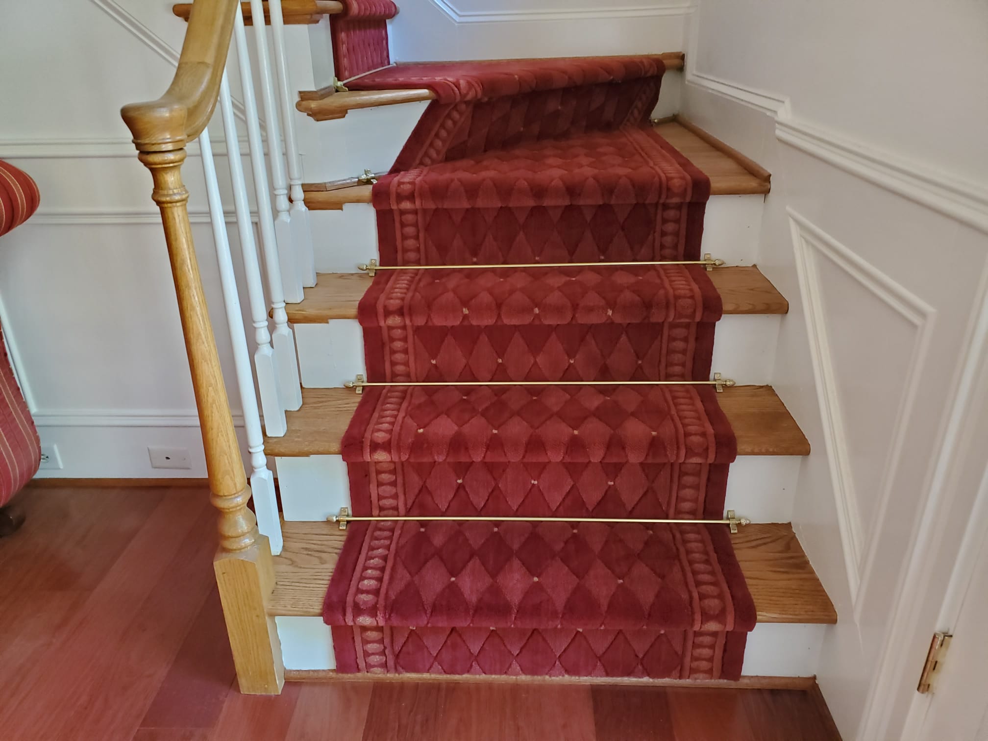 Runner Rugs - Stair Runner installation is done be professionals installer  at Oriental Designer Rugs, Atlanta, Georgia.